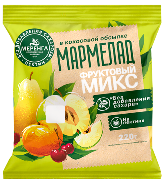  Меренга Мармелад без сахара в кокосовой обсыпке Фруктовый микс, 220г   в Киришах